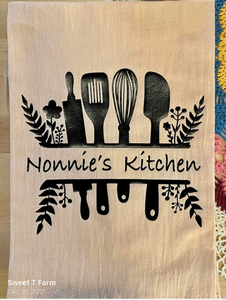 Personalized flour sack dish towel